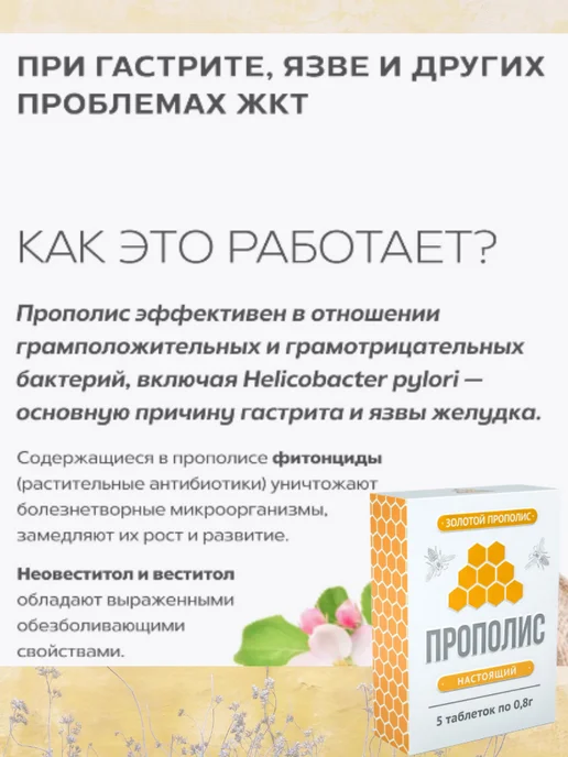 АЛТАЙСКИЙ НЕКТАР Прополис пчелиный натуральный 5 таблеток по 08 г, вариант, фото 4