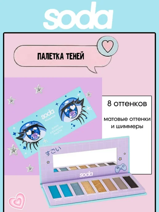 SODA Палетка теней SUGOI, голубой