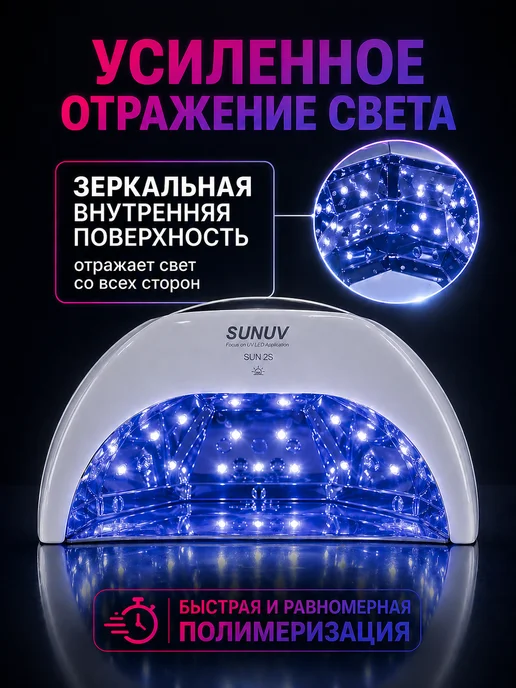 SUNUV Лампа для маникюра профессиональная SUN 2S оригинал, серый, фото 4