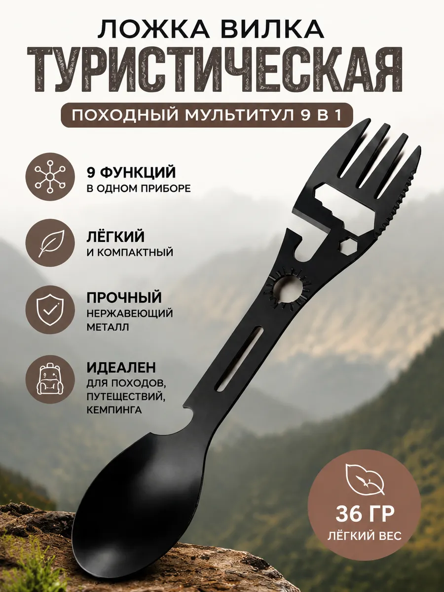 Мультитул вилка ложка походная