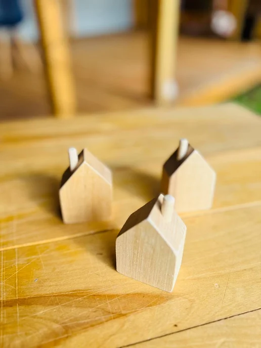 wood-workshop21 Мини домики с трубой набор 3 шт, 3 шт, фото 3
