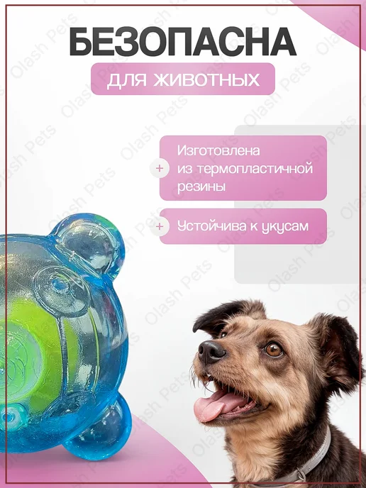 Olash Pets Игрушка для собак и щенков мяч - пищалка, белый, фото 4