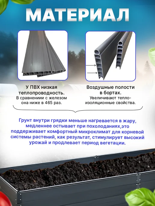 ДобрыБел Высокие грядки ПВХ для клубники и цветов с автополивом, серый, фото 6