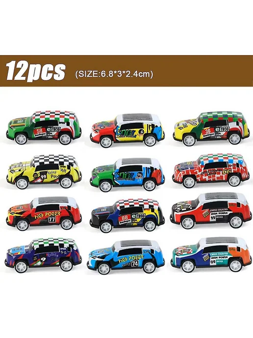 12 шт Металл машинки-игрушки для детей Цв B 12шт, 12 шт, 12 шт