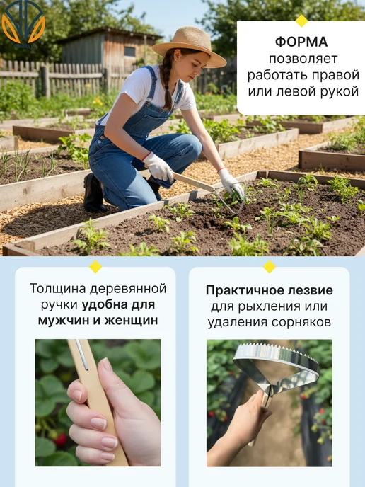 AHouseAll Рыхлитель полольник петлевой для сорняков ручной садовый, серый, фото 3