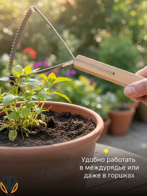 AHouseAll Рыхлитель полольник петлевой для сорняков ручной садовый, серый, фото 6
