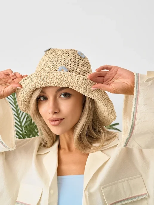 Borsalino. Шляпа летняя от солнца, бежевый, фото 4