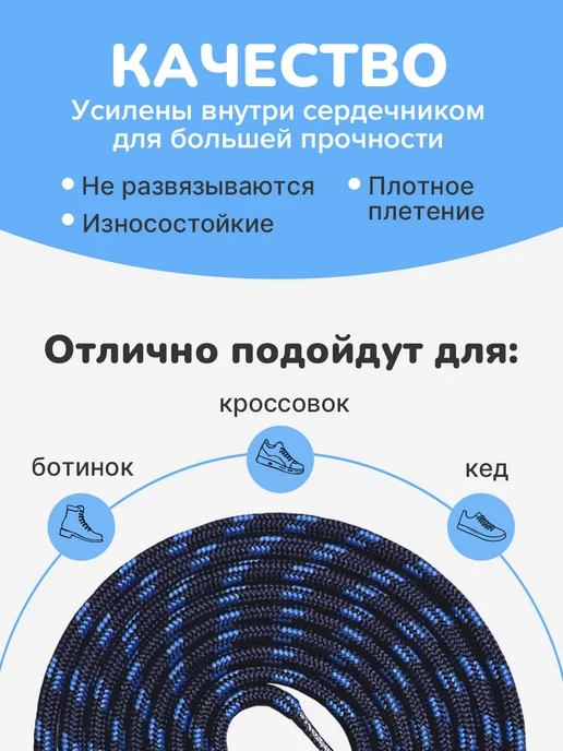 Easy Store Шнурки для обуви, круглые средние 120 см, голубой, фото 2