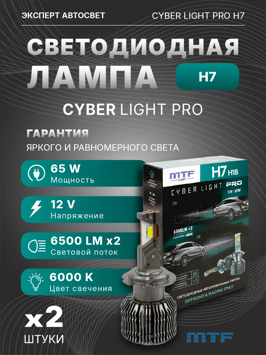 Лампы светодиодные LED MTF CYBER LIGHT PRO H7