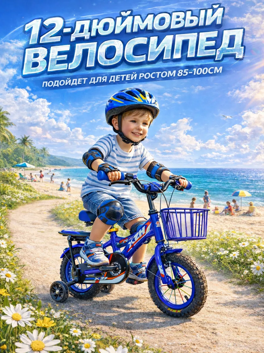 Велосипед двухколесный для мальчик 2-4 лет рост 85–100 см