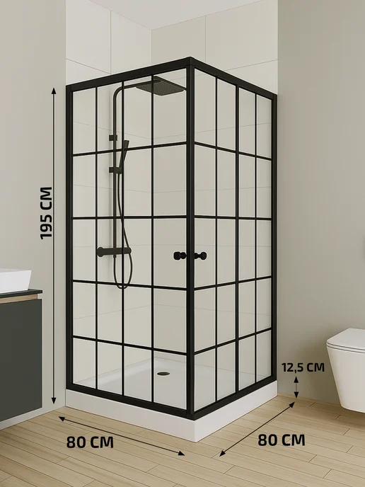 BAUEDGE Душевой уголок BAU Stil square 80х80х195, с поддоном, вариант, фото 5