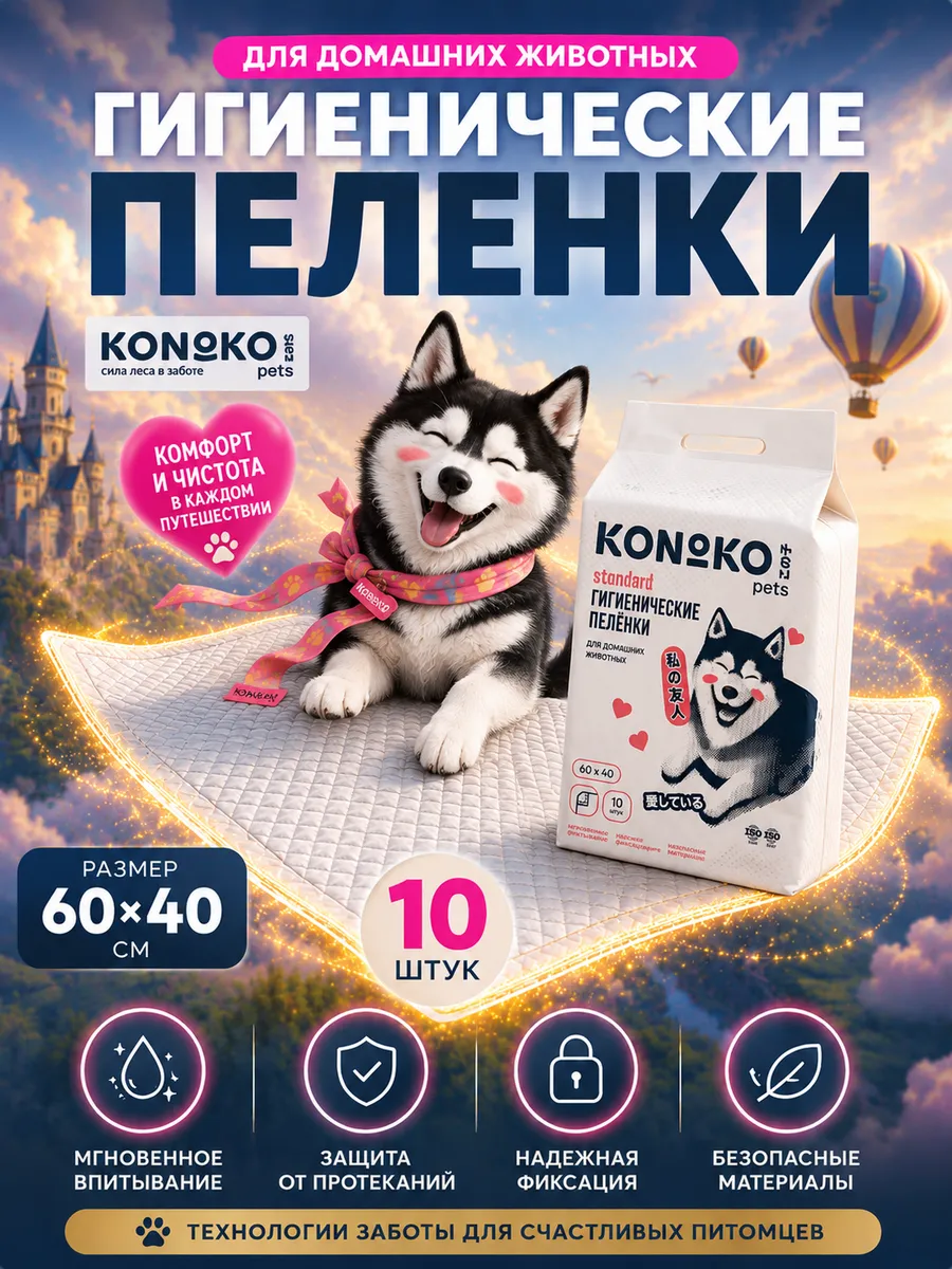 Пеленки для собак 60х40 см 10 шт