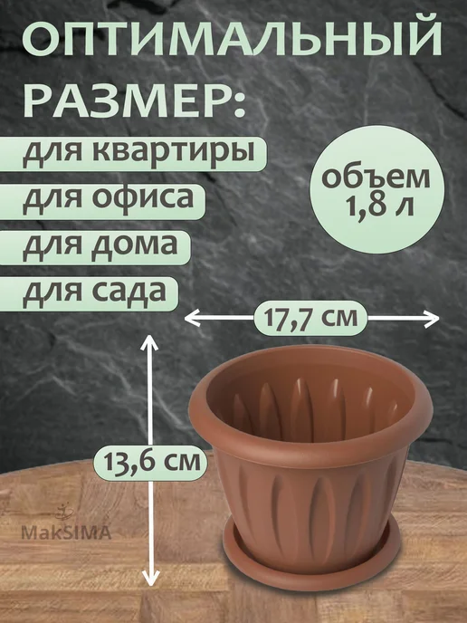 Martika Горшки для растений 2шт по 1,8л, 2 шт, 1,8 л, фото 2
