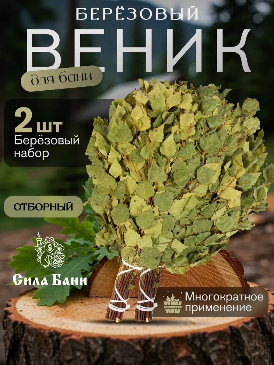 Веник для бани березовый отборный набор