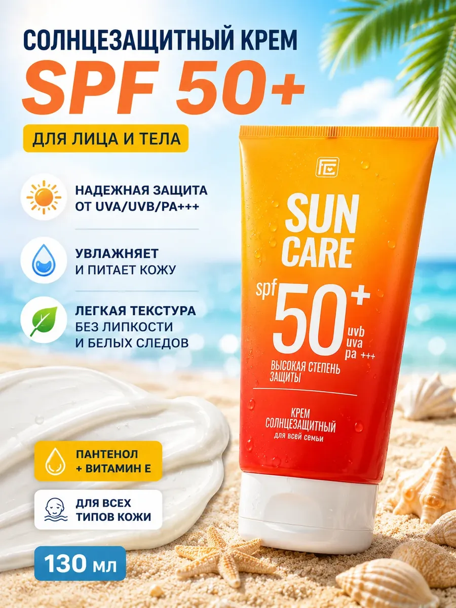 Солнцезащитный крем SPF 50+ для лица и тела от загара