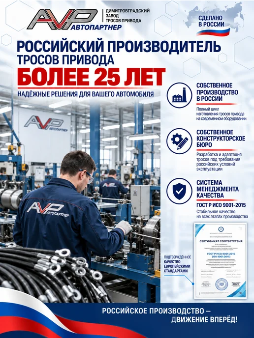 AVP Автопартнер Комплект тросов ручника для Калина, Гранта, вариант, фото 7