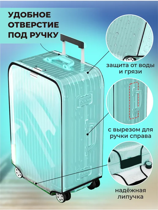 AIR+LINE Чехол для чемодана прозрачный М+ (М +) 26, белый, фото 4