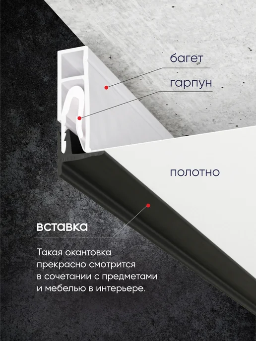 Ваш Выбор Вставка-заглушка "Т" для натяжного потолка 20 м черная, 15 м, фото 4