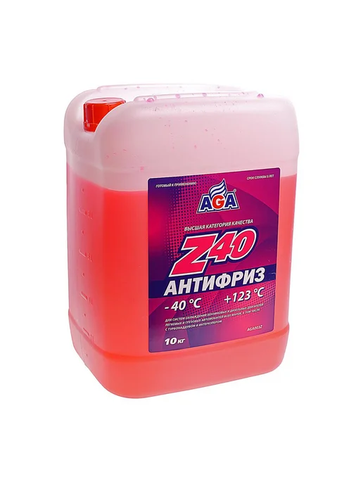 AGA Антифриз красный -40C 5л Antifreeze Z40, 10 кг, красный