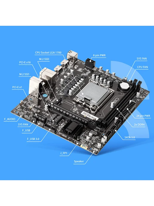 CBR Материнская плата MB-ARH610-BLK LGA 1700 2хDDR IV 1хM.2, черный, фото 6