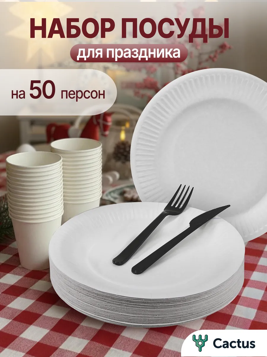 Набор одноразовой посуды для пикника на 50 персон