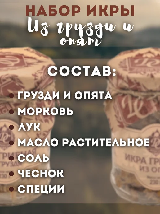 Дикий Сбор Грибная икра из груздя и опят 0.25л х 2шт (2026г), 0,25 л, 2 шт, фото 2