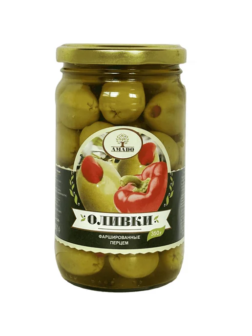 Оливки Amado Зеленые с перцем 350 г, 350 г