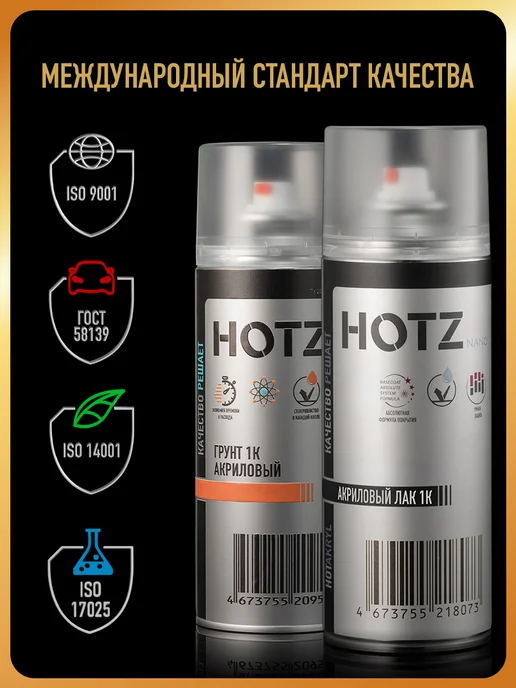 HOTZ Грунтовка для авто 1K, Комплект аэрозольный Грунт + Лак, вариант, фото 2