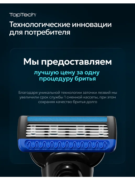 toptech Бритва мужская + 9 сменные кассеты станок для бритья, 5 лезв…, черный, фото 2
