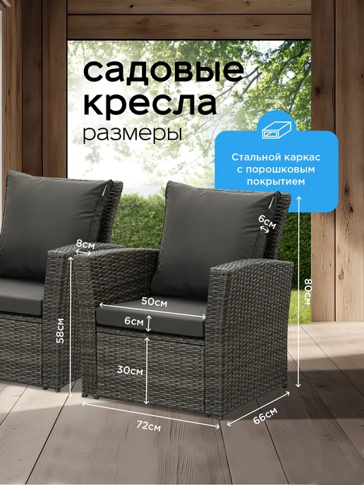 KJOPMANN Комплект садовой мебели SANDY в тёмно-сером, серый, фото 2