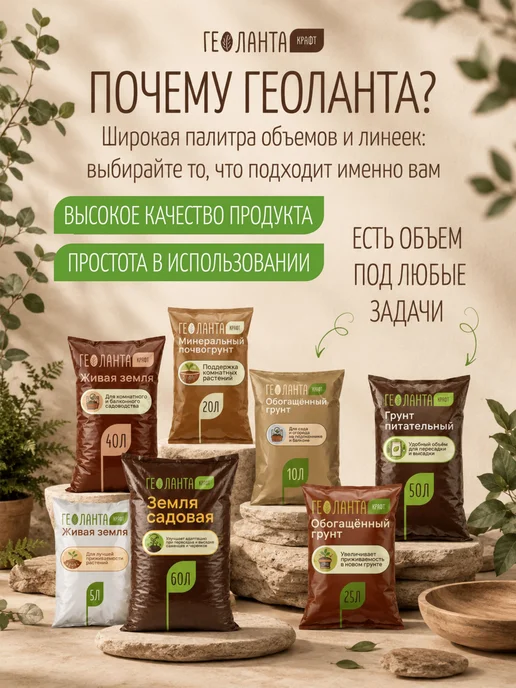 Геоланта Грунт универсальный, 60 литров, земля для цветов, фото 2