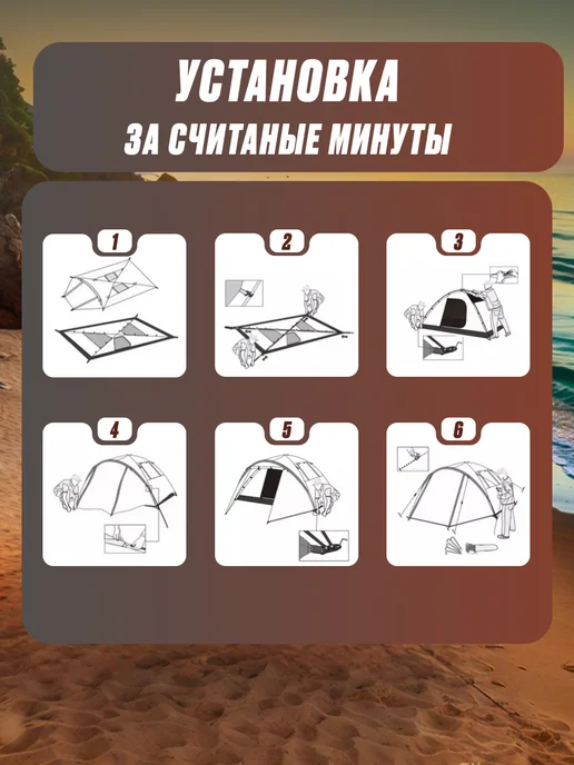 Палатка туристическая 4-х местная, серый, фото 2