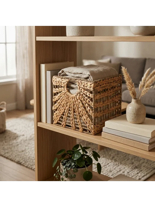 Journee Home Корзина плетеная с ручками 30 см, бежевый, фото 2