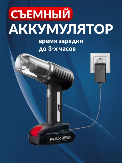 GIXOM Пылесос для автомобиля беспроводной мощный, черный, фото 4