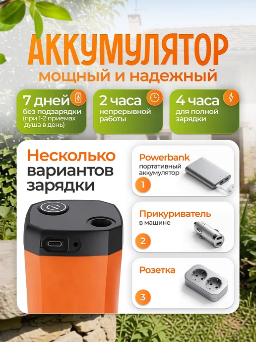 ЛЖЕБАР Душ портативный для дачи походный, вариант, фото 6