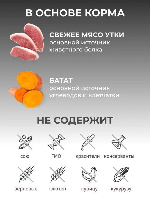 Сухой корм Grandorf' Батат для собак, утка, 10 кг, фото 3