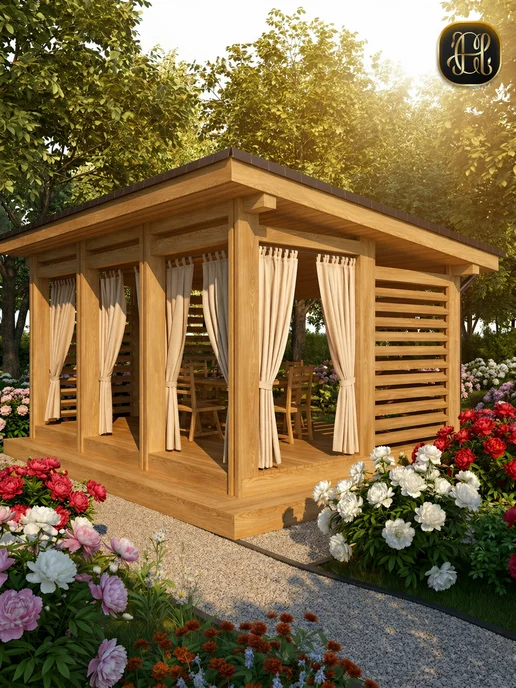 CHERNOGOROV HOME Шторы уличные непромокаемые для террасы и беседки 2 штуки, бежевый, фото 3