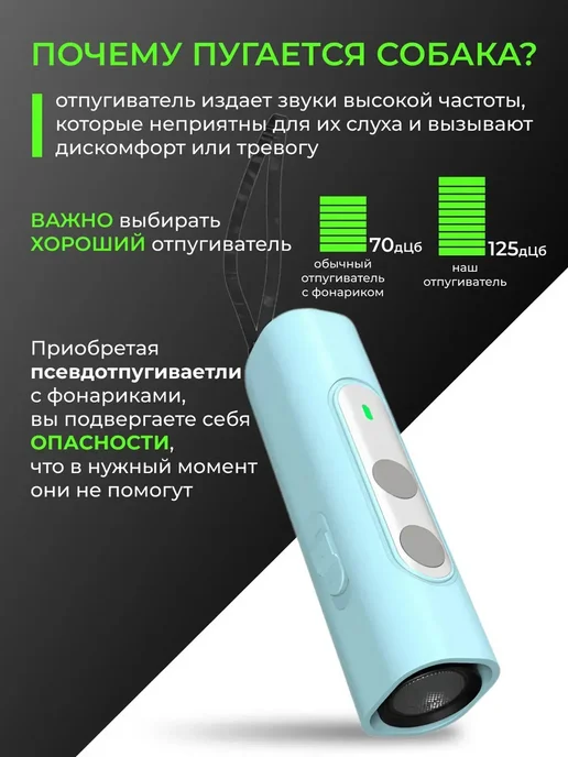 Отпугиватель собак ультразвуковой компактный мощный, синий, фото 4