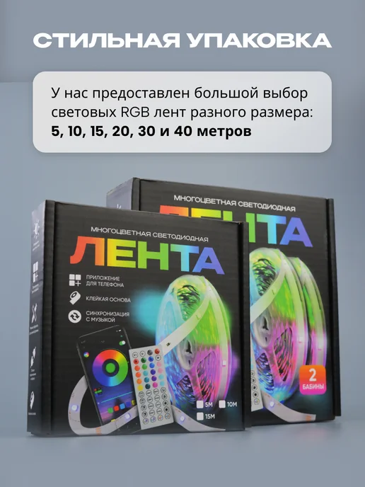 ЧехолГуру Светодиодная лента 20 метров RGB с пультом, 15 м, фото 4