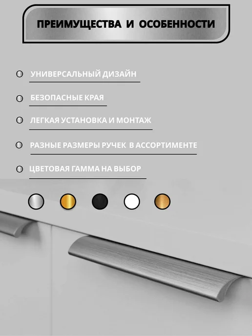 TORIA Ручка мебельная скрытая 80мм (8см) 1шт, 1 шт, фото 2