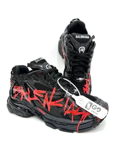 Кроссовки Balenciaga runner graffiti black red mesh nylon
