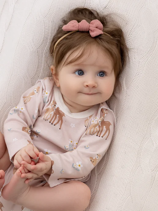 Luxury Baby Боди для новорожденных с длинным рукавом Оленята, белый, фото 3