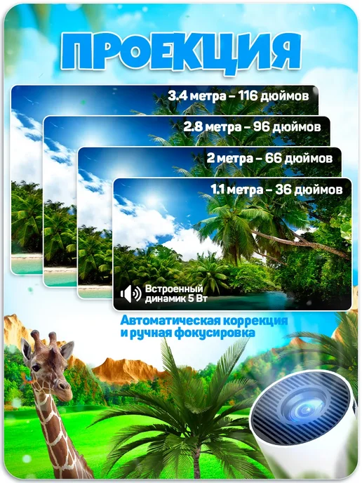 Profit Мини проектор для телефона и дома для фильмов, белый, фото 4