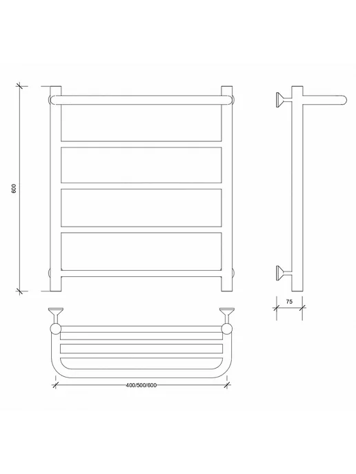 SECADO Полотенцесушитель водяной Триада 1 80x40, 60x50, фото 2