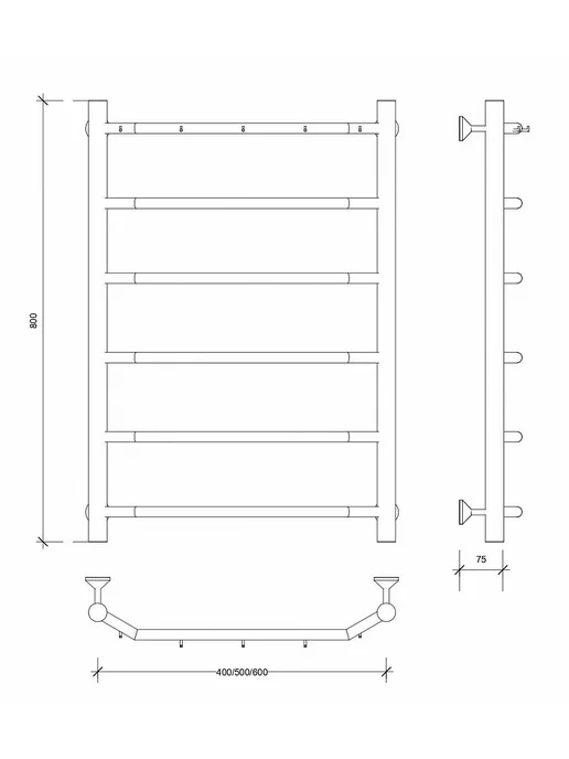 SECADO Полотенцесушитель водяной Агата 1 СП 60x50, 80x40, фото 2
