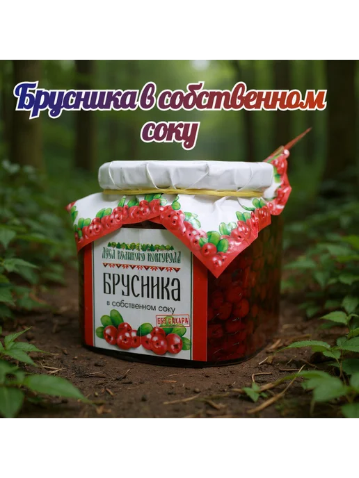 Брусника в собственном соку, вариант