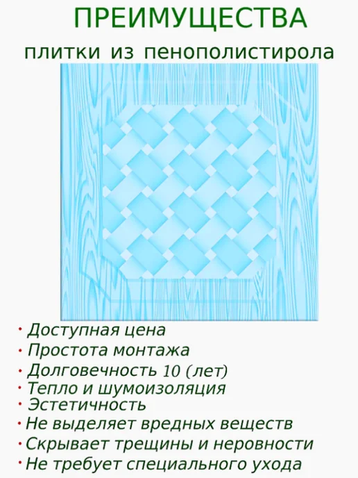 ПКФ Уникс Плитка потолочная с рисунком экструдированная 50х50см, голубой, фото 7