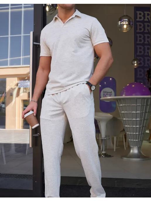 Martin wear Костюм брючный с поло футболкой, серый