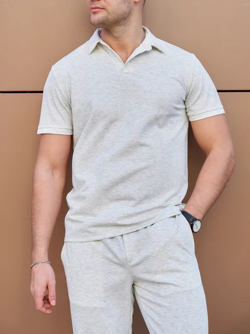 Martin wear Костюм брючный с поло футболкой, серый, фото 5