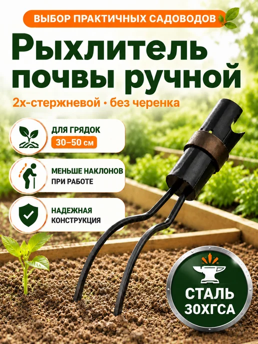 Благодатное земледелие Рыхлитель садовый 2-х стержневой, зеленый